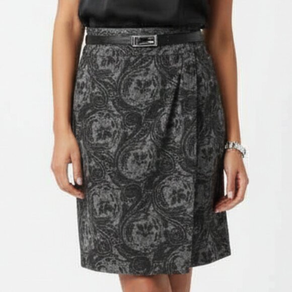 Nwt $119 TALBOTS Sz 4P Faux Wrap Midi Skirt Wool Blend - Picture 3 of 7